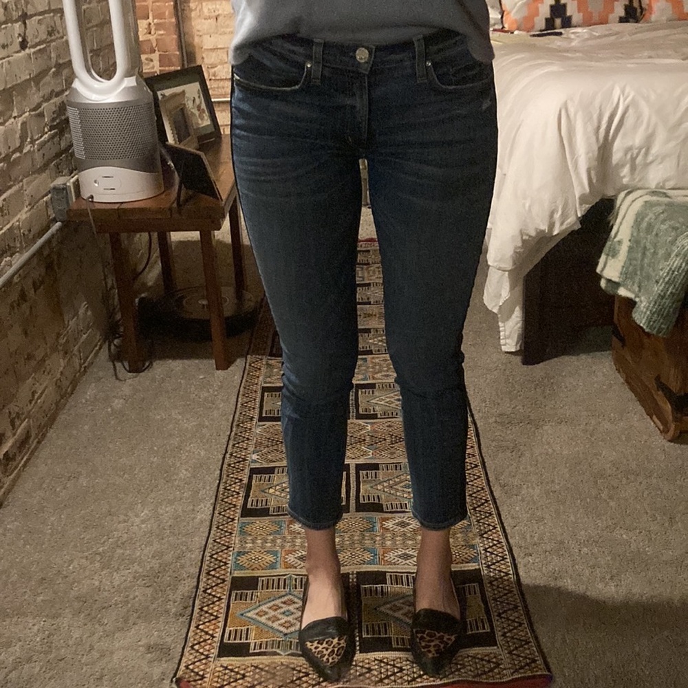 McGuire denim ankle length cropped skinny tuxedo jeans